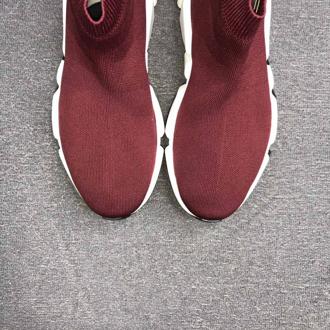 Unisex Knit Sock Sneakers with TPU Sole Burgundy - Gallery Image 6 - Detailed View