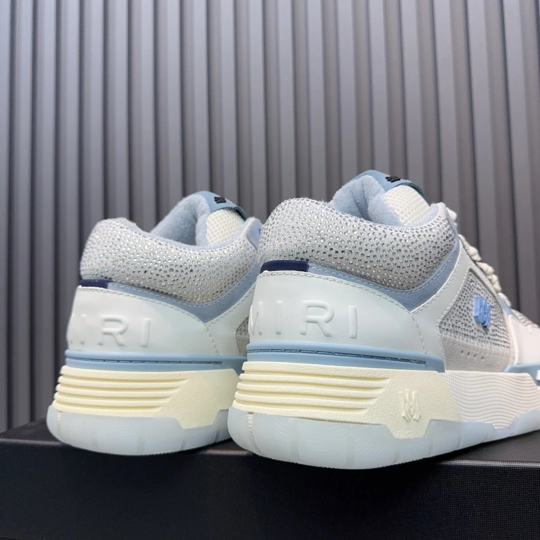 Unisex Leather Mesh Low Top Sneakers Frost Blue - Gallery Image 6 - Detailed View