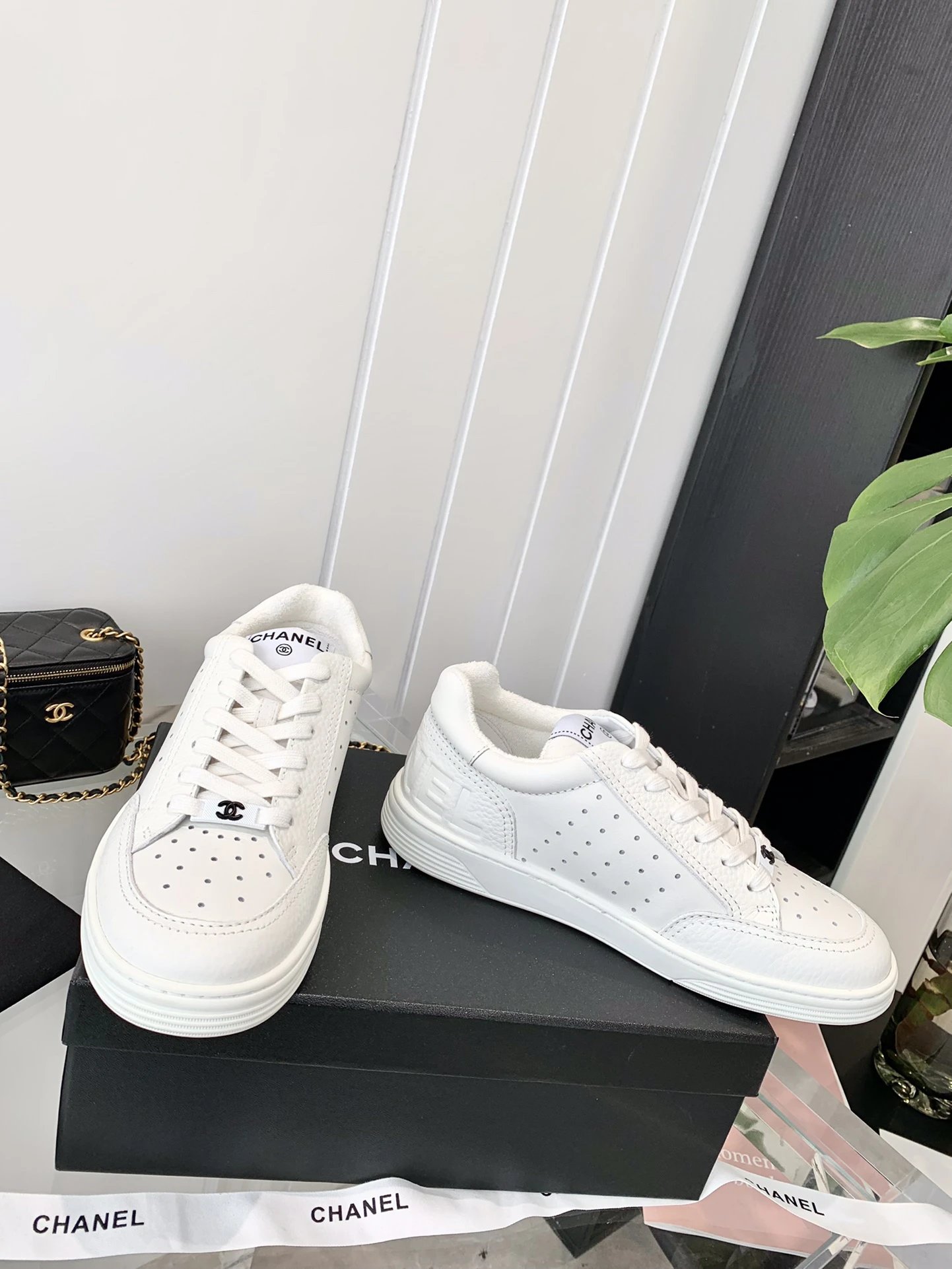 Chanel White Logo Sneakers - Gallery Image 3 - Detailed View