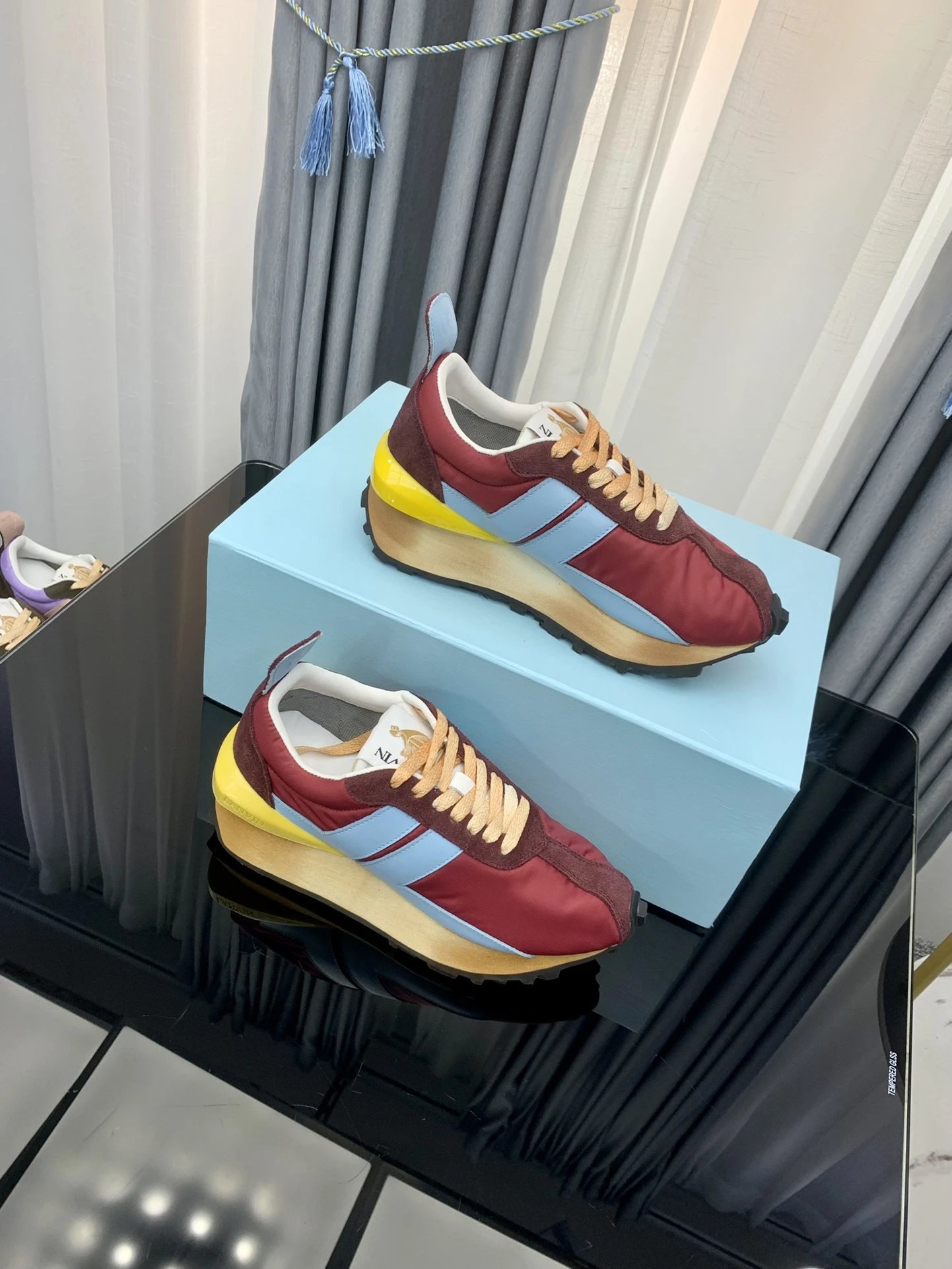 Lanvin Retro Sneakers Red Blue - Gallery Image 4 - Detailed View