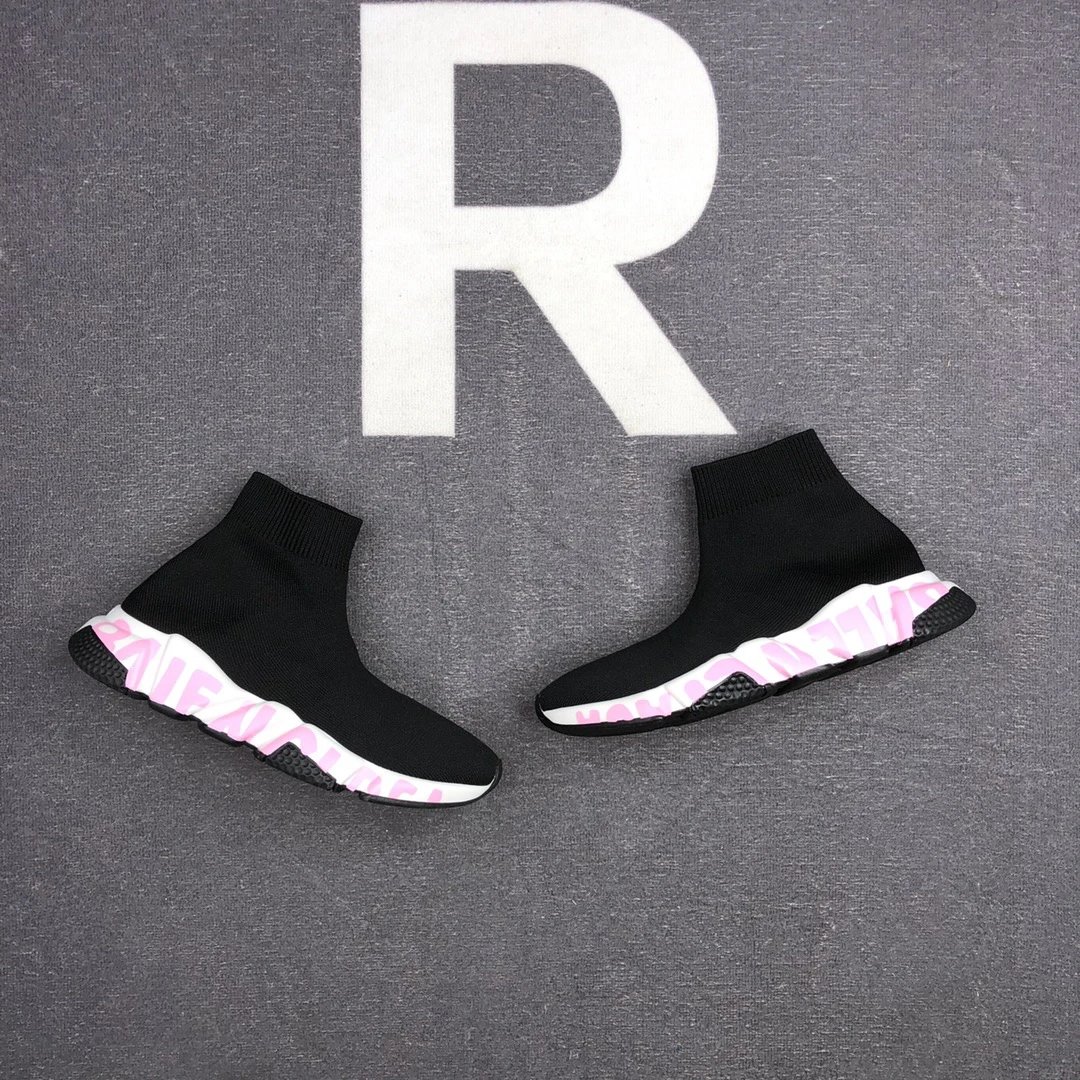 Speed Trainer Sock Sneakers Knit Breathable Sole Black Pink - Gallery Image 5 - Detailed View