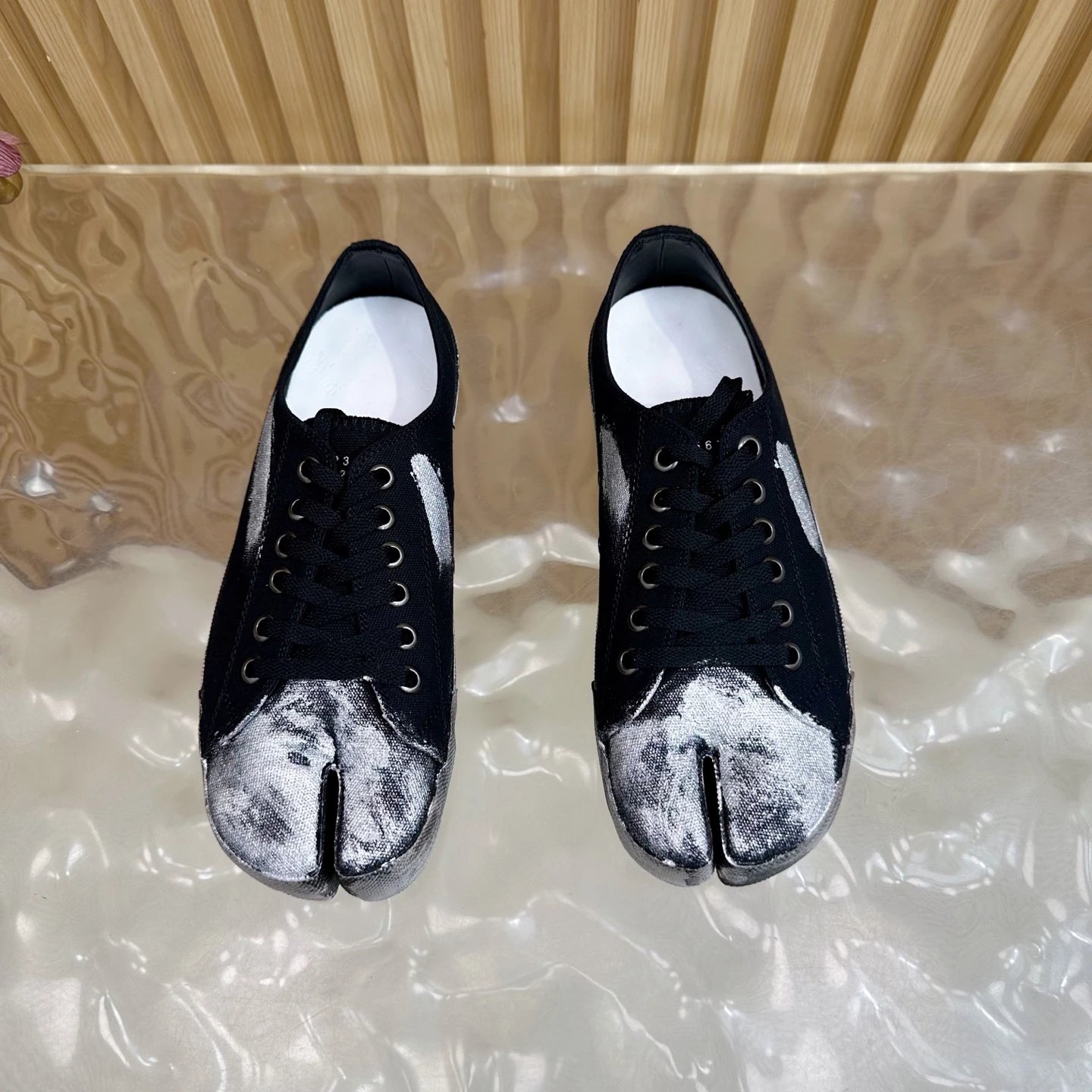 Maison Margiela MM6 Tabi Graffiti Sneakers Black - Gallery Image 5 - Detailed View