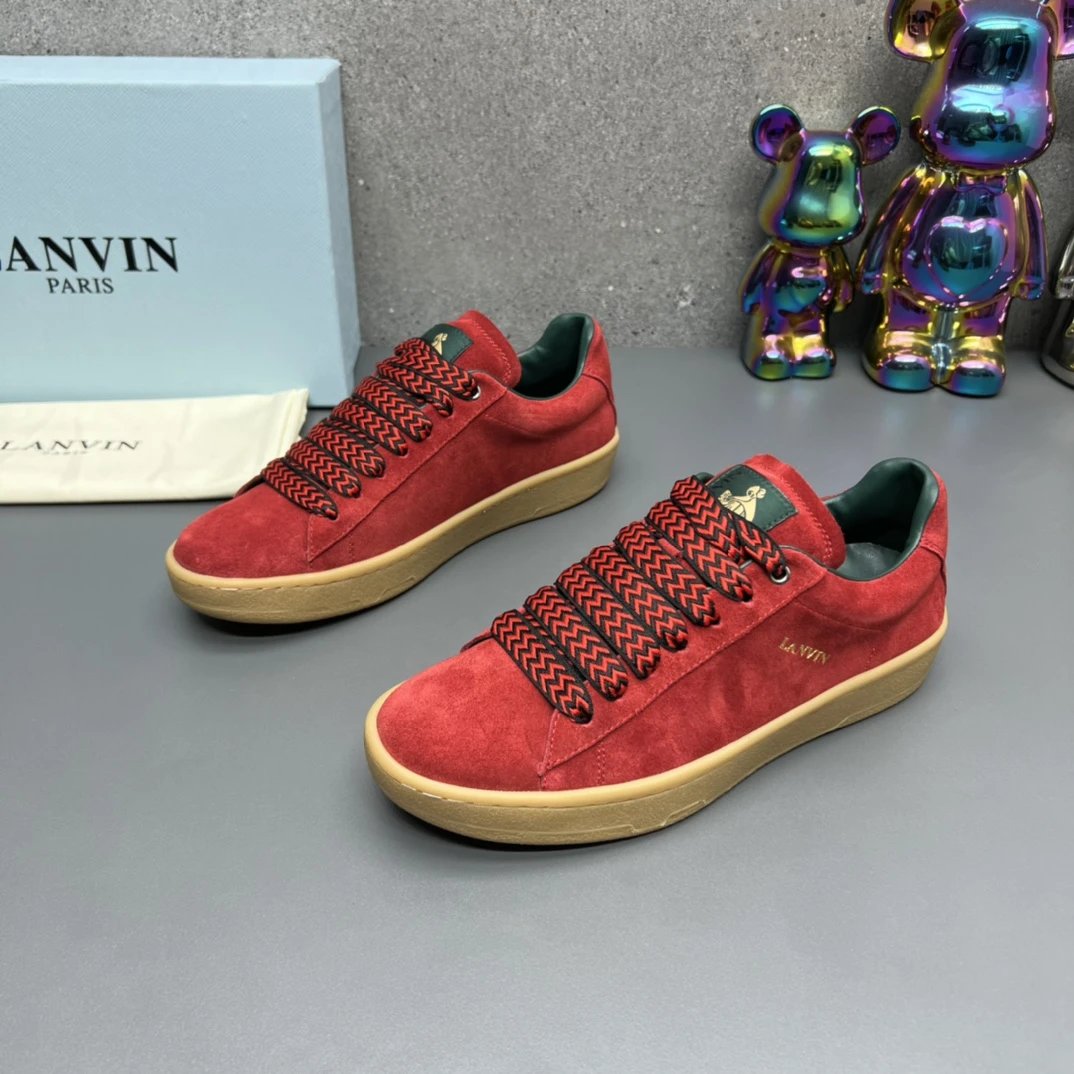 Lanvin Suede Sneakers Red - Gallery Image 2 - Detailed View