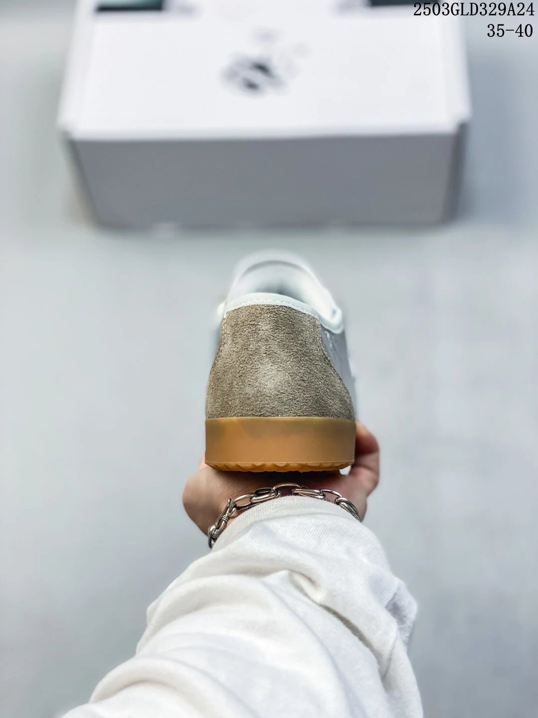 Retro German Trainer Sneakers Space Silver and Taupe - Gallery Image 4 - Detailed View