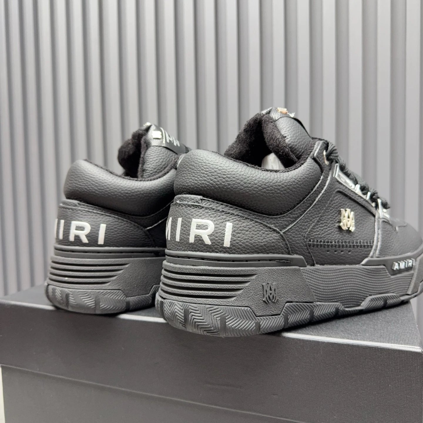 Luxury Low Top Leather Skate Sneakers Charcoal Black - Gallery Image 6 - Detailed View