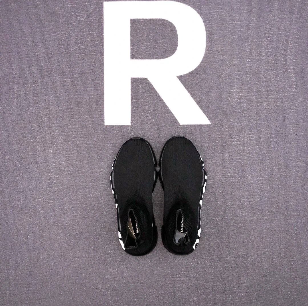 Unisex Knit Sock Sneakers with Chunky Sole Jet Black - Gallery Image 6 - Detailed View