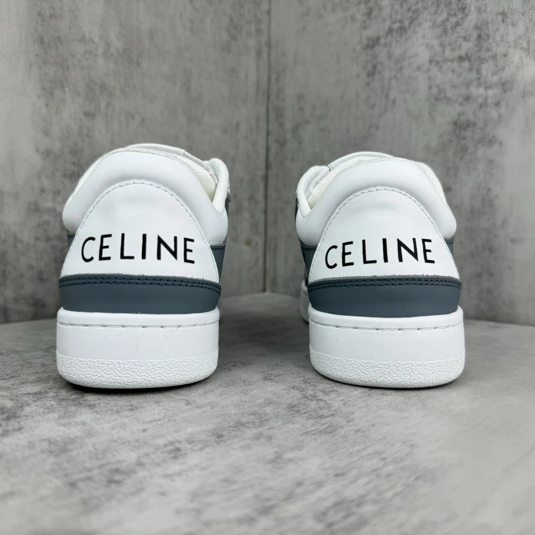 Low Top Leather Runner Sneakers with Arch Logo in Storm Gray - Gallery Image 5 - Detailed View