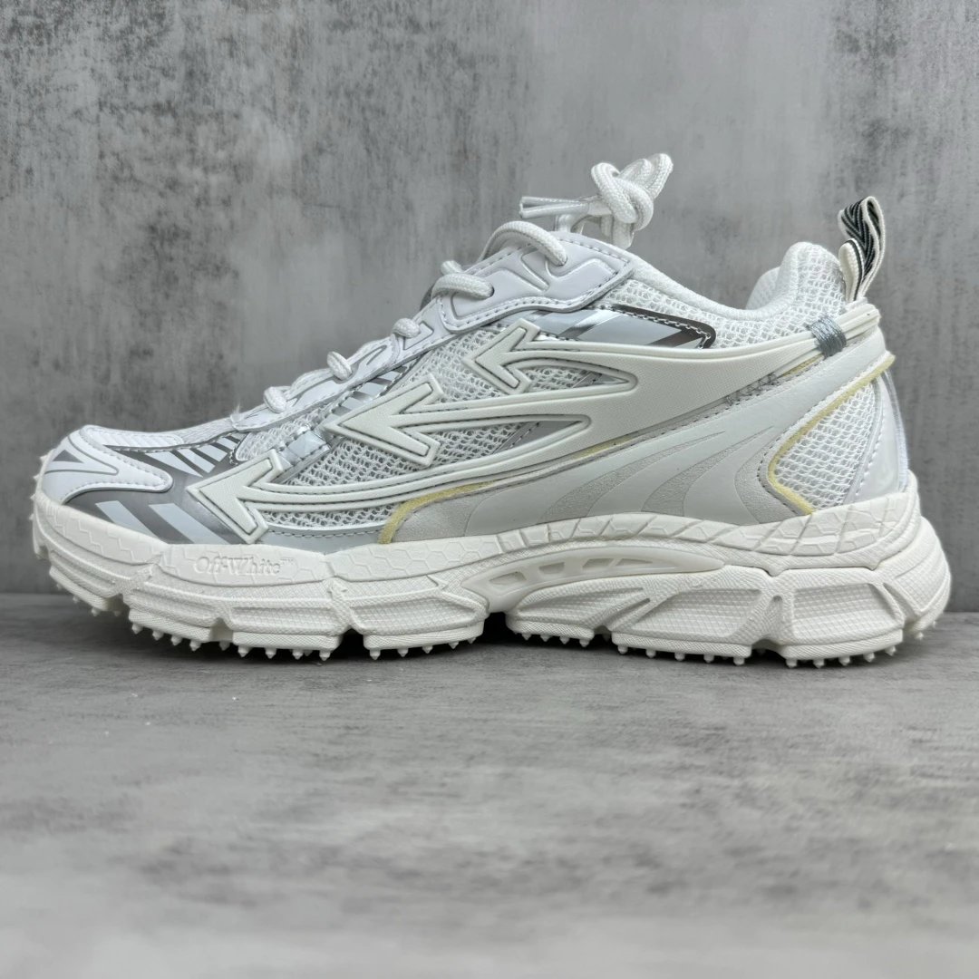 Chunky Mesh Leather EVA Running Sneakers Ice White - Gallery Image 7 - Detailed View