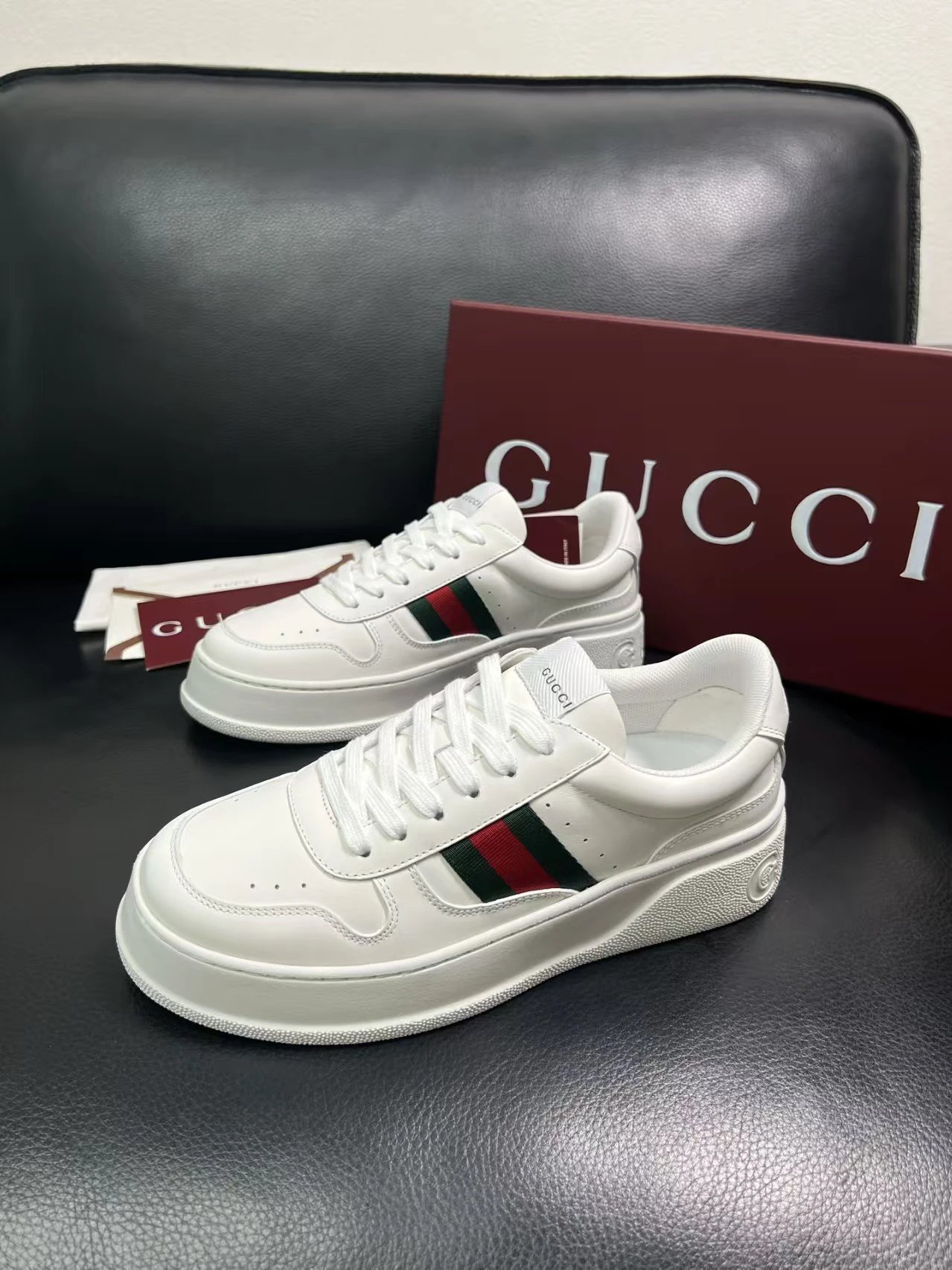 Gucci Men's Platform Sneakers Stylish White - Gallery Image 3 - Detailed View