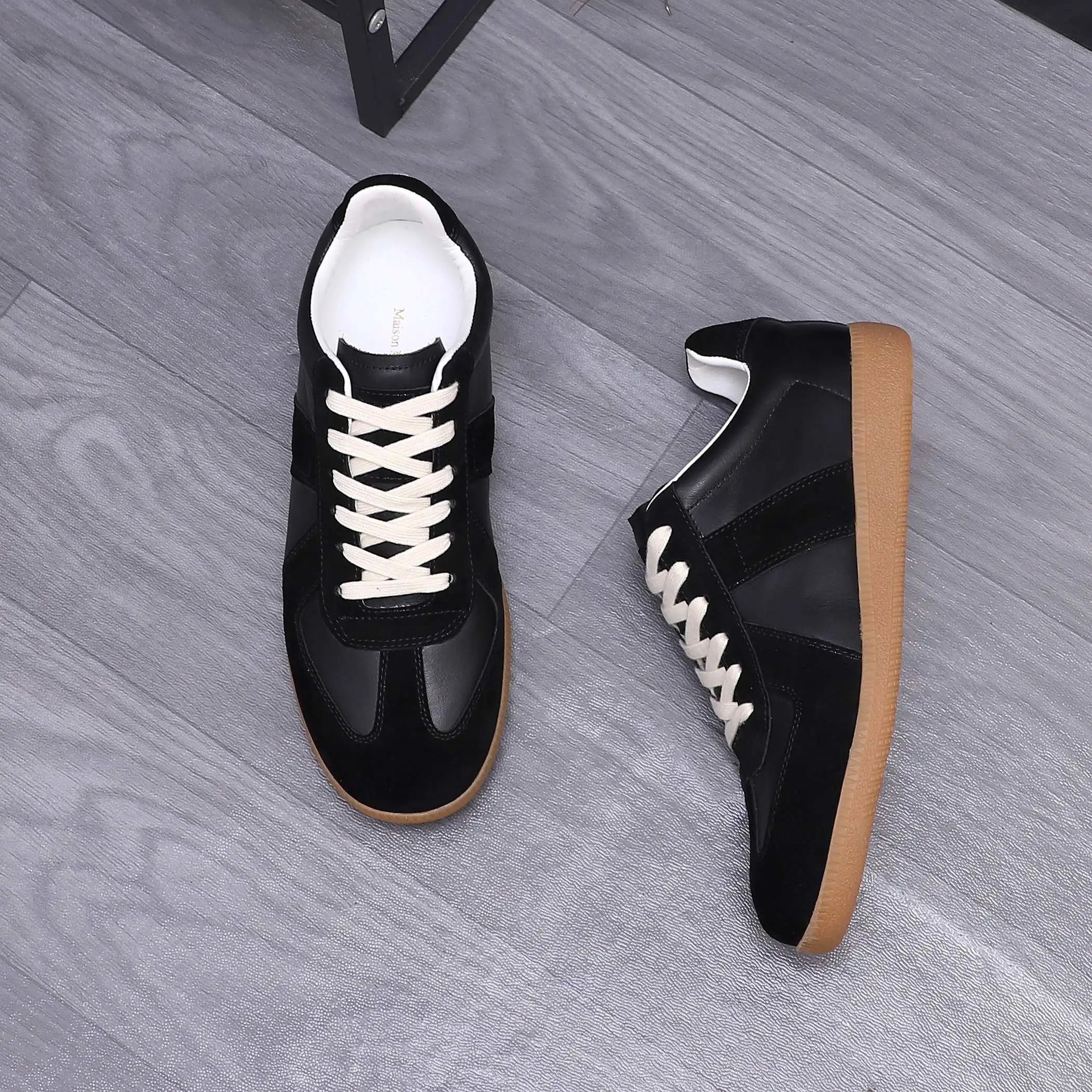 Maison Margiela Leather Sneakers Black - Gallery Image 5 - Detailed View