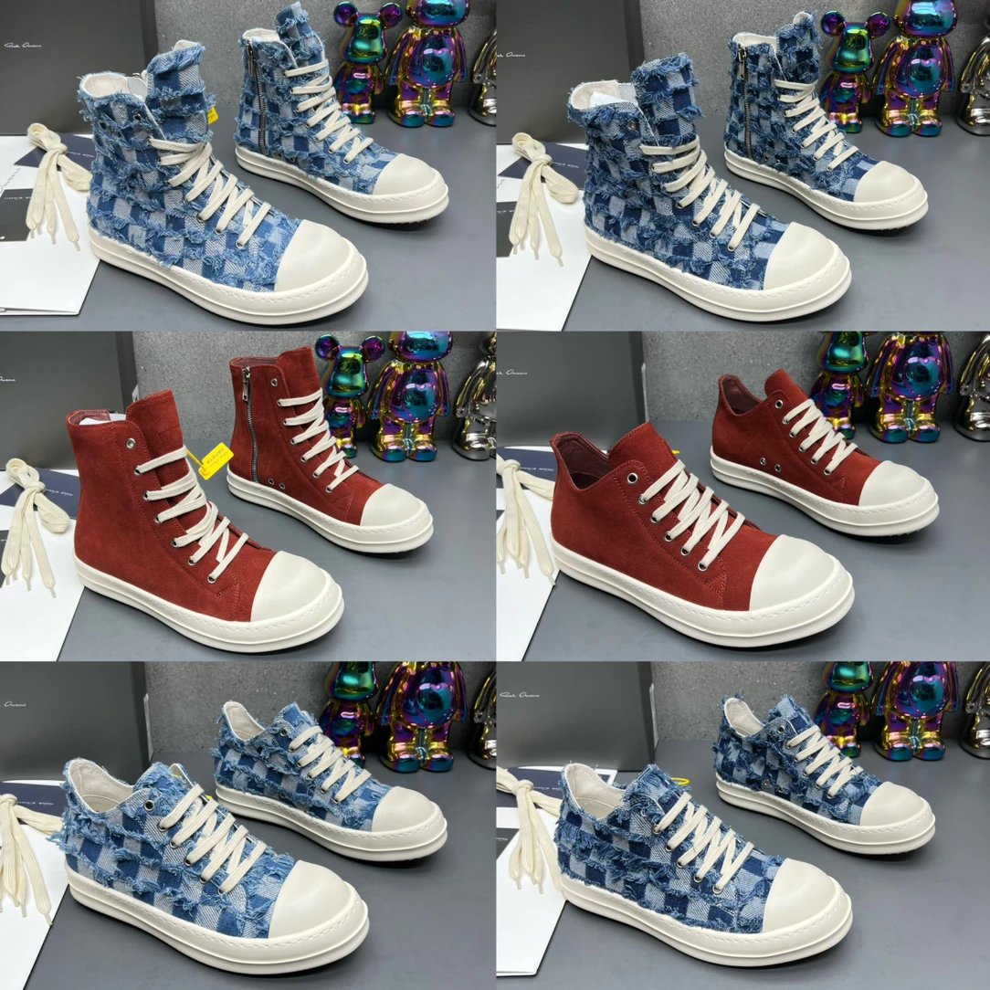 Rick Owens Fashion High-Top Sneakers Blue - Gallery Image 9 - Detailed View