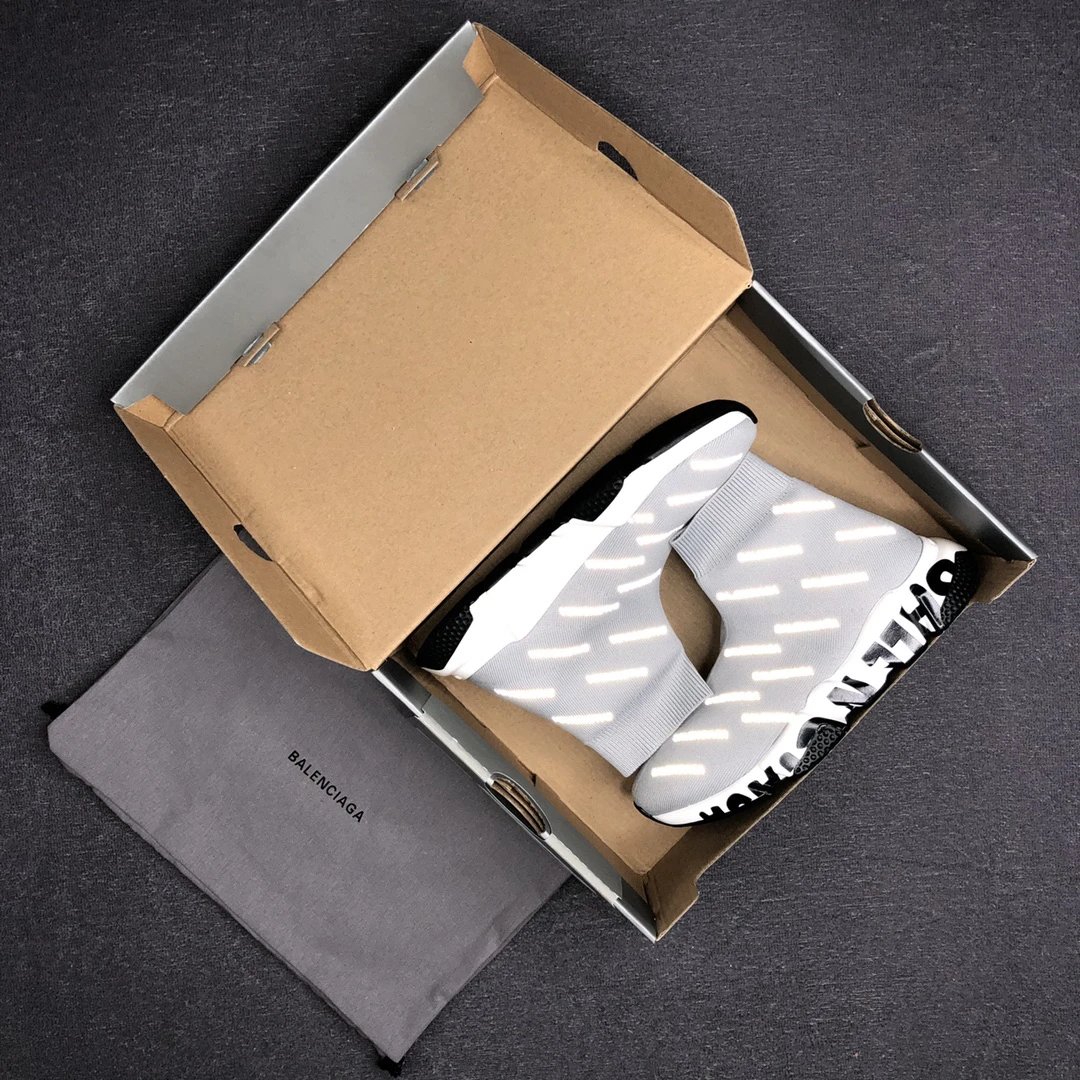 Speed Sock Sneakers Knit High Top Reflective Silver - Gallery Image 2 - Detailed View