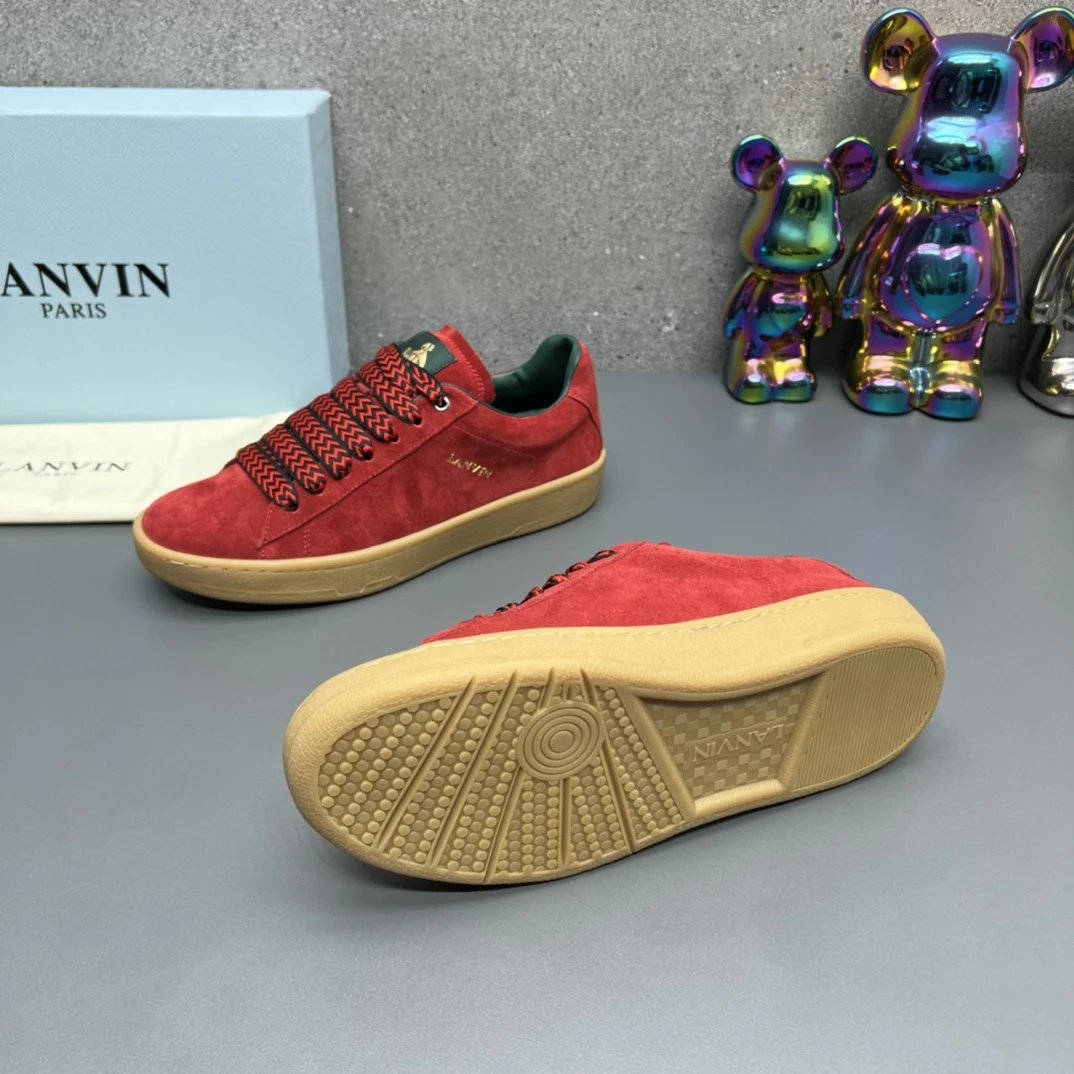 Lanvin Suede Sneakers Red - Gallery Image 8 - Detailed View