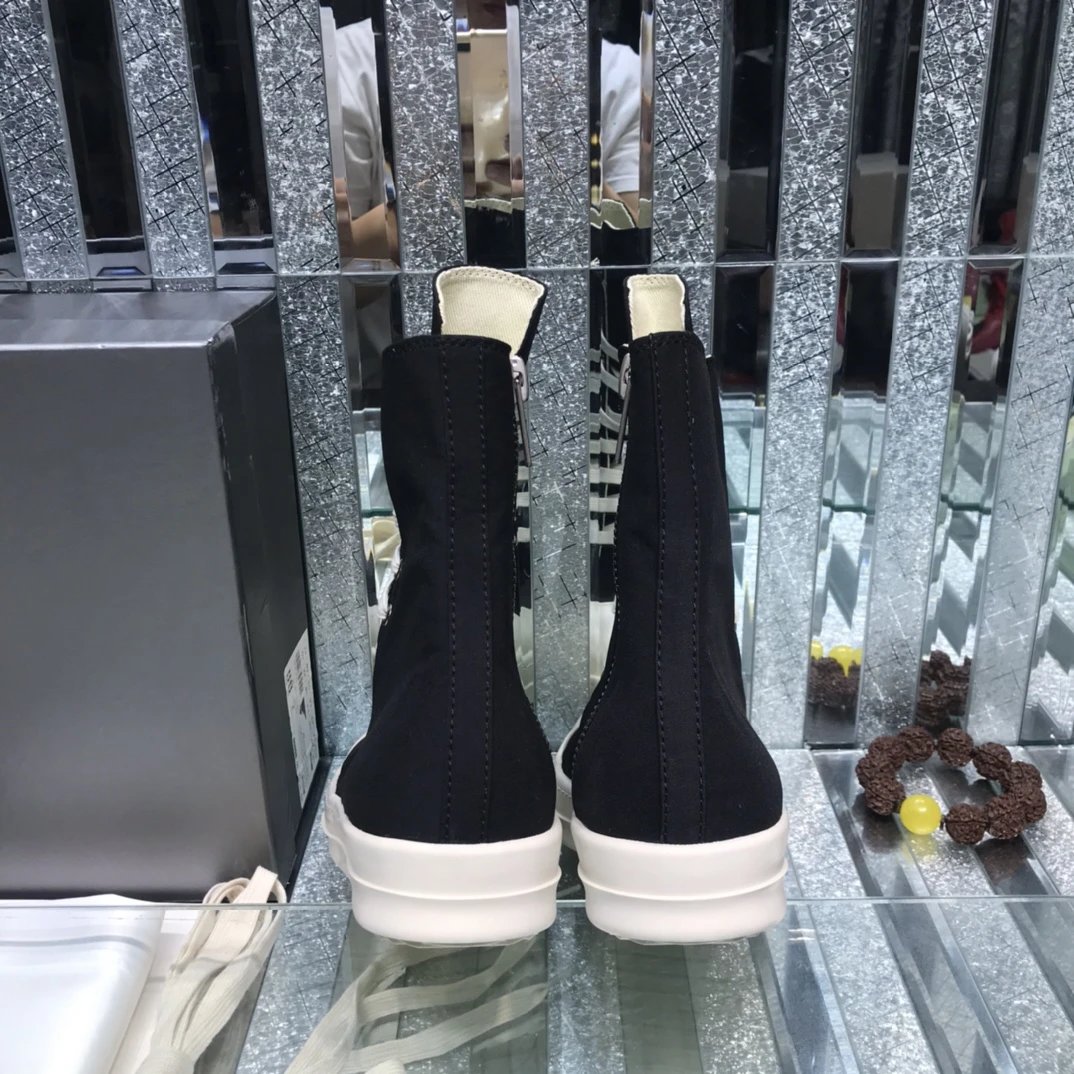 Rick Owens Canvas High-Tops Sneakers Black - Gallery Image 7 - Detailed View