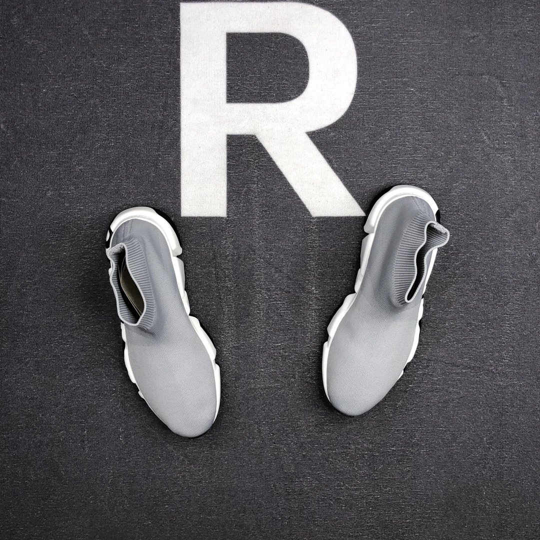 Unisex Sock Sneakers Knit Mesh Speed Trainer Silver Grey - Gallery Image 4 - Detailed View