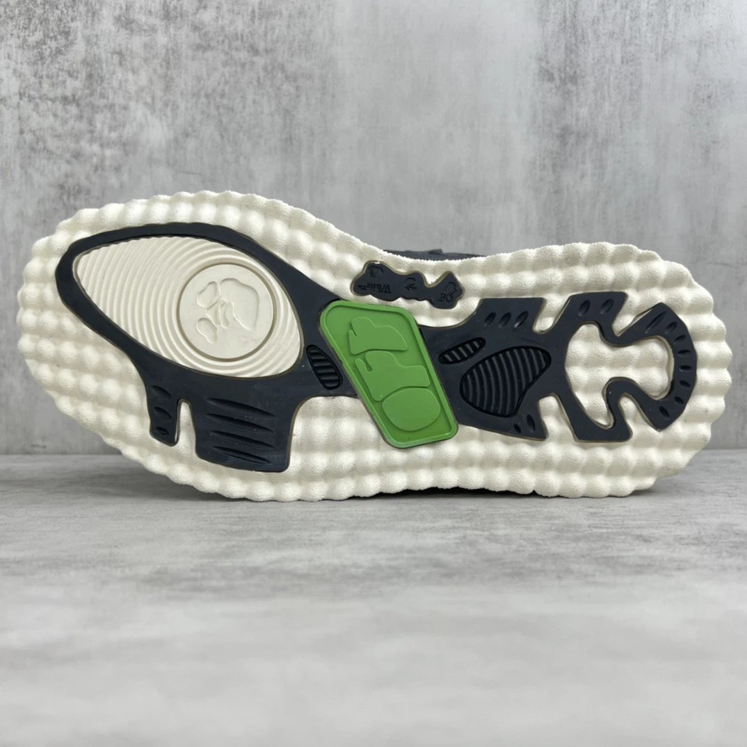 Low Top Leather Mesh Sneakers Retro Black Ivory - Gallery Image 8 - Detailed View