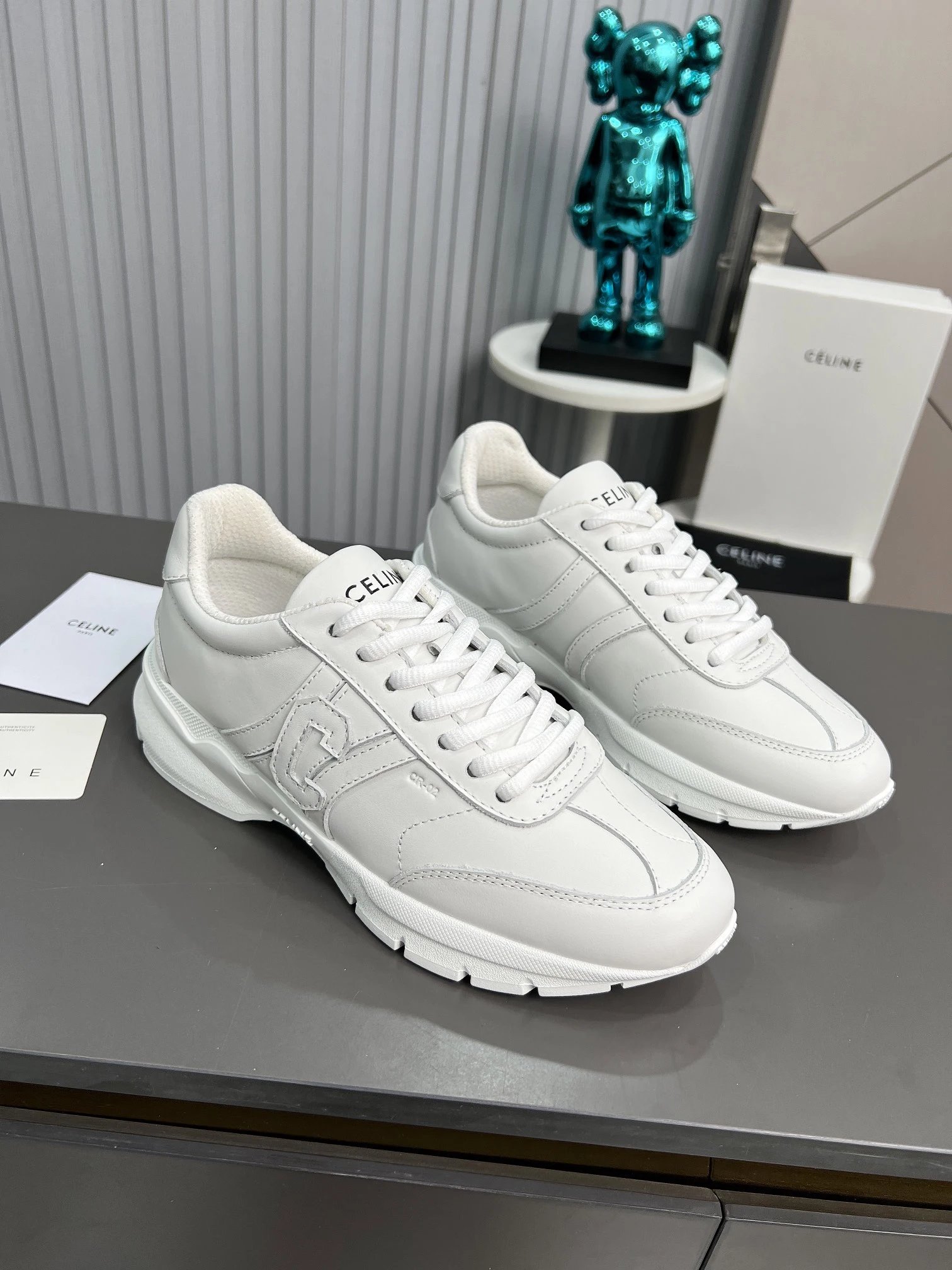 Spring Summer Leather Dad Sneakers Couple Style Ivory White - Related Product - Cnfans