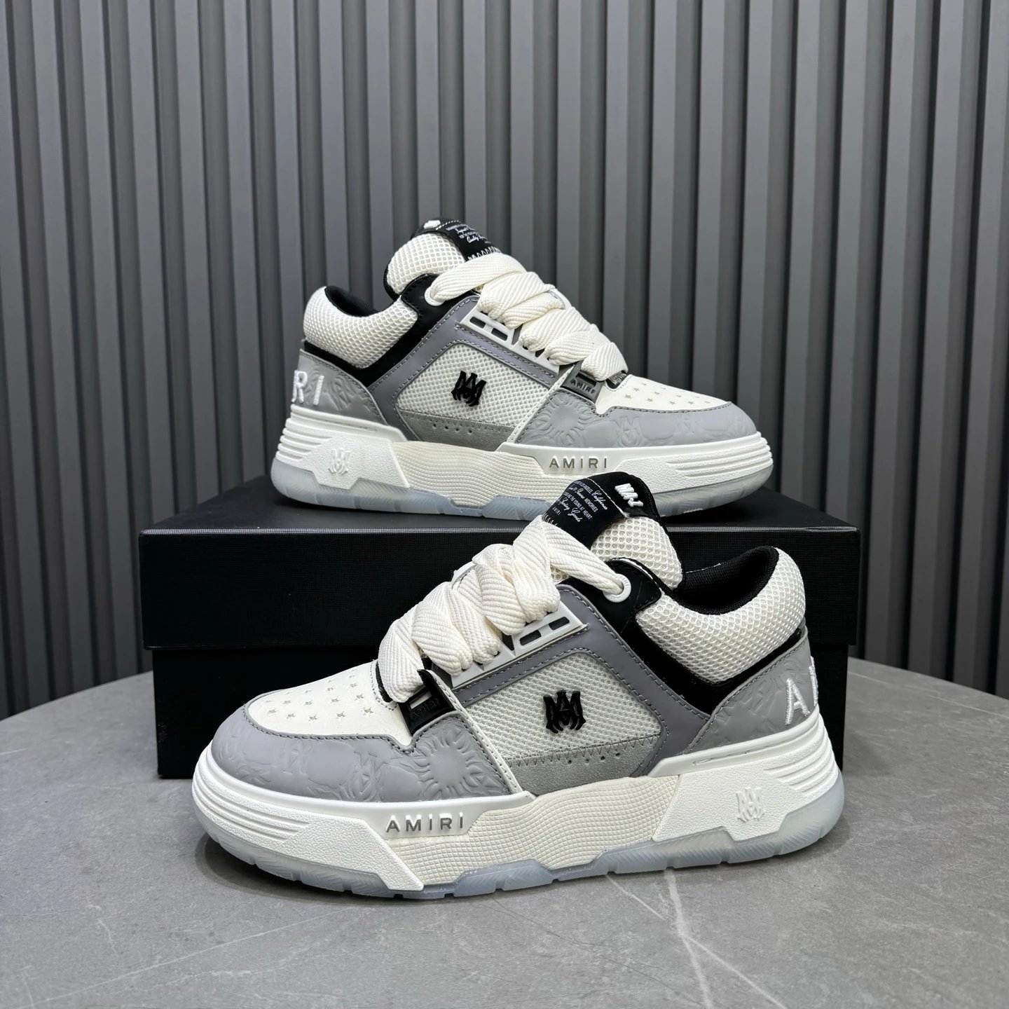 Low Top Mesh Leather Skate Shoes Unisex Ivory Grey - Gallery Image 8 - Detailed View