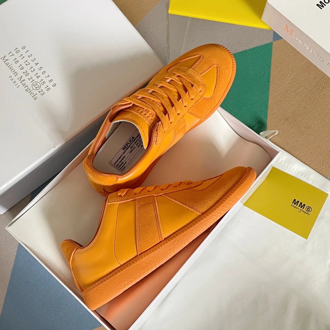 Maison Margiela MM6 Orange German Trainers - Gallery Image 5 - Detailed View