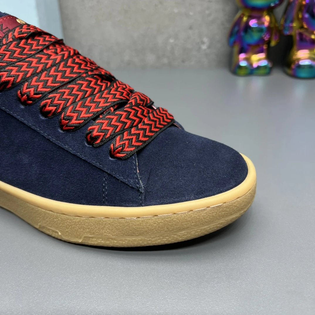 Lanvin Suede Sneakers Navy Blue - Gallery Image 4 - Detailed View