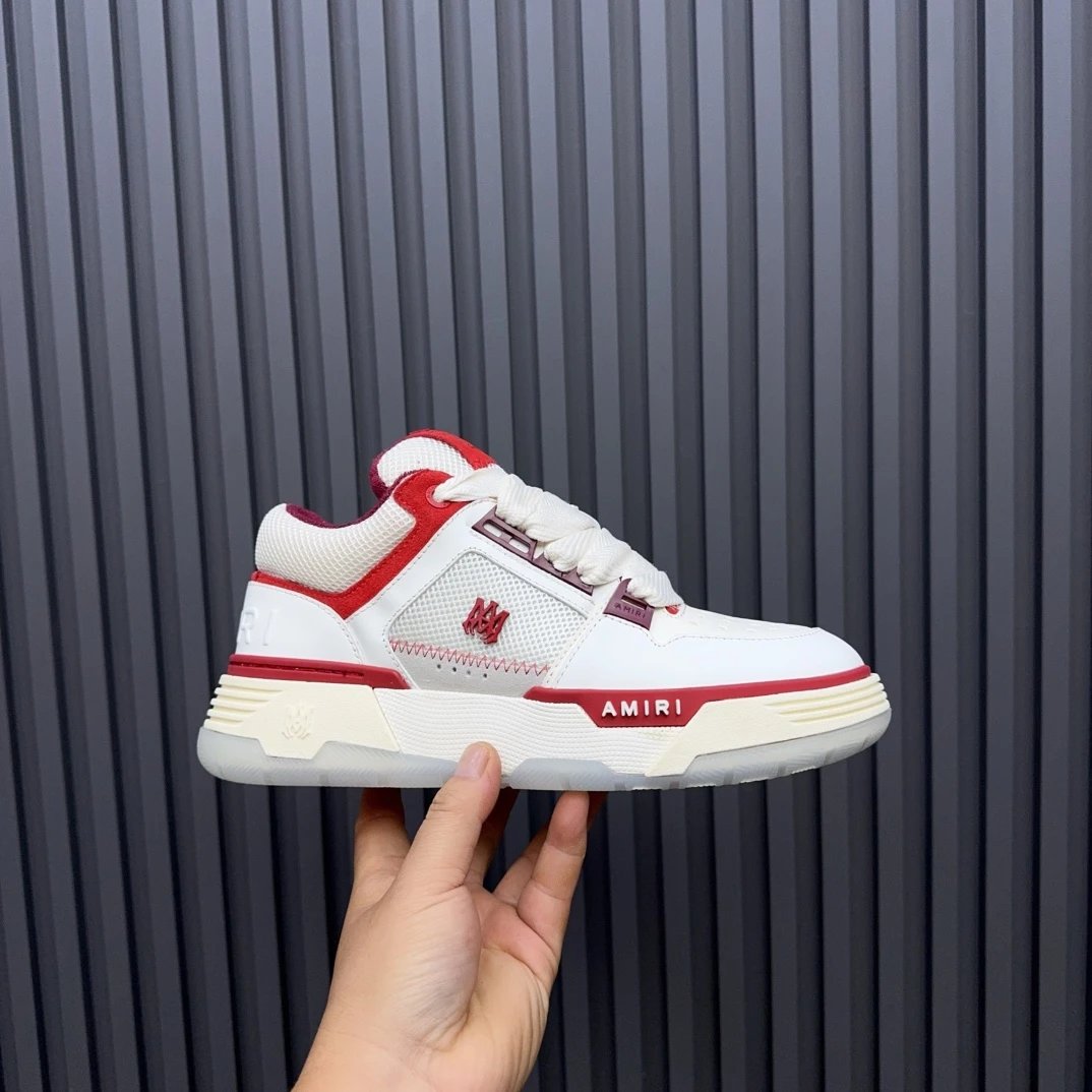 Low Top Leather Skate Sneakers Vintage Ivory Red - Gallery Image 2 - Detailed View