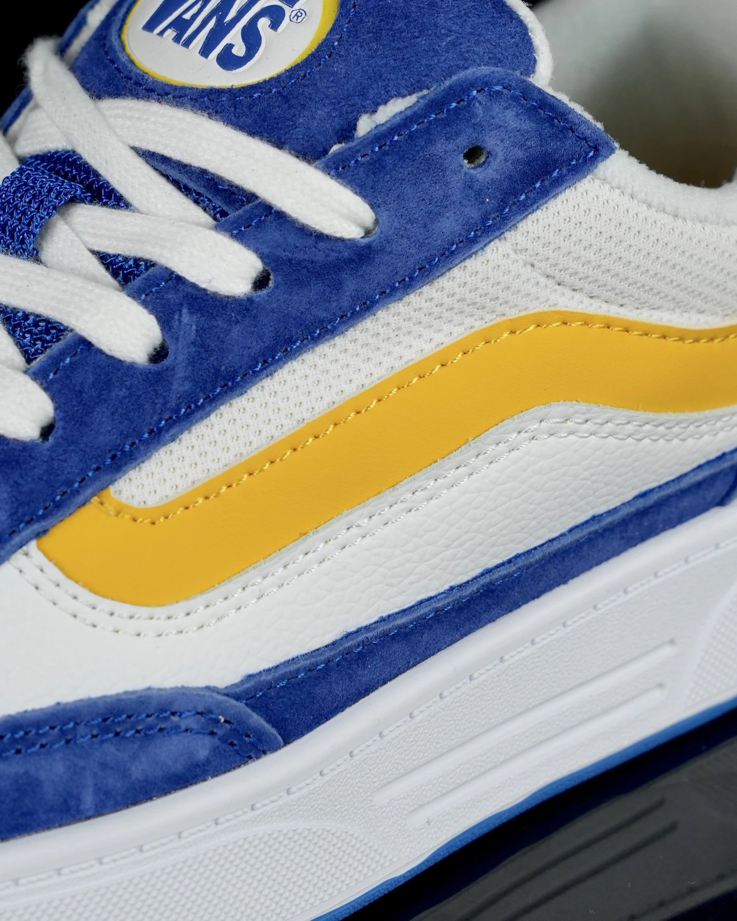 Retro Skate Suede Leather Sneakers Azure Yellow - Gallery Image 4 - Detailed View