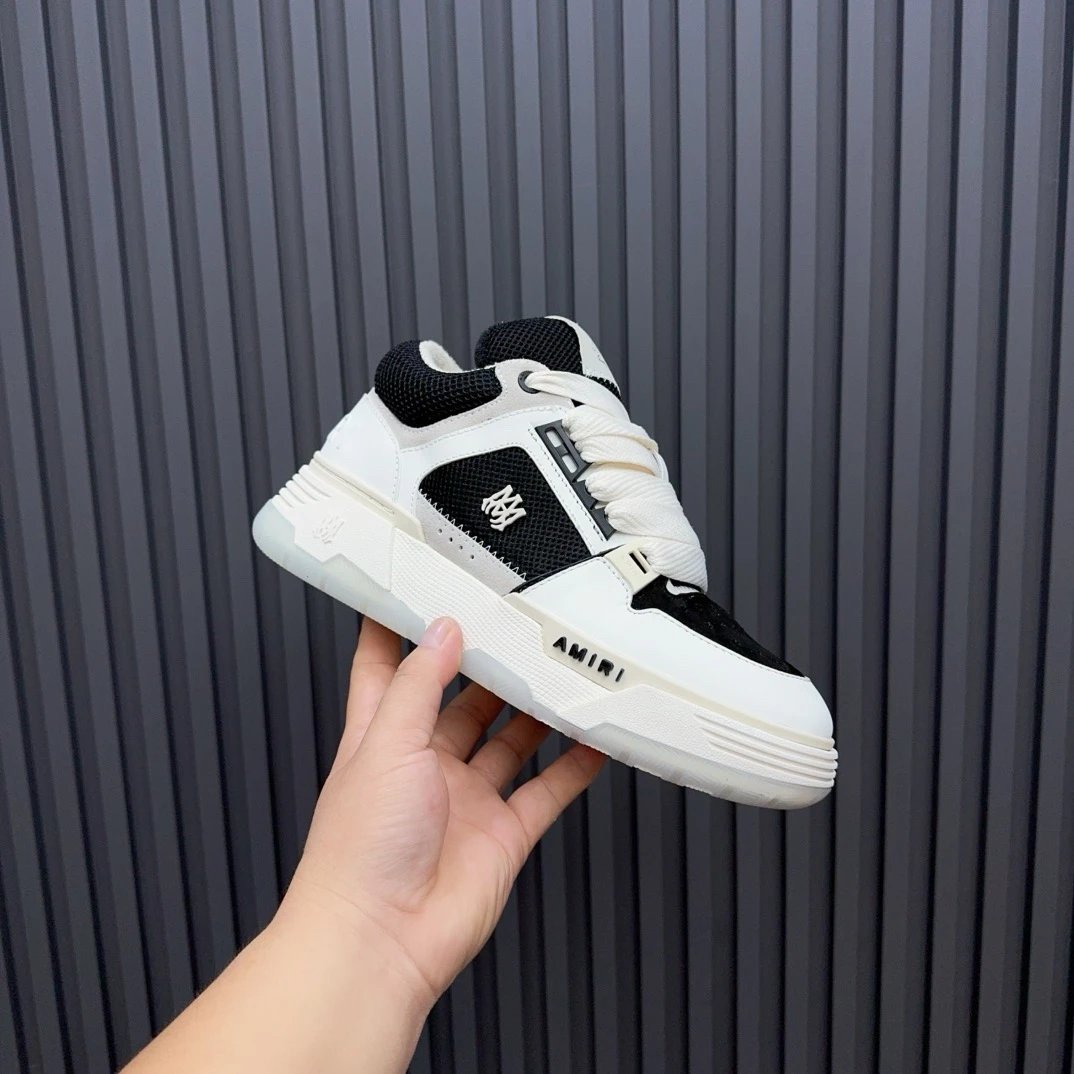 Unisex Leather Mesh Low Top Skate Shoes Ivory Black - Gallery Image 3 - Detailed View