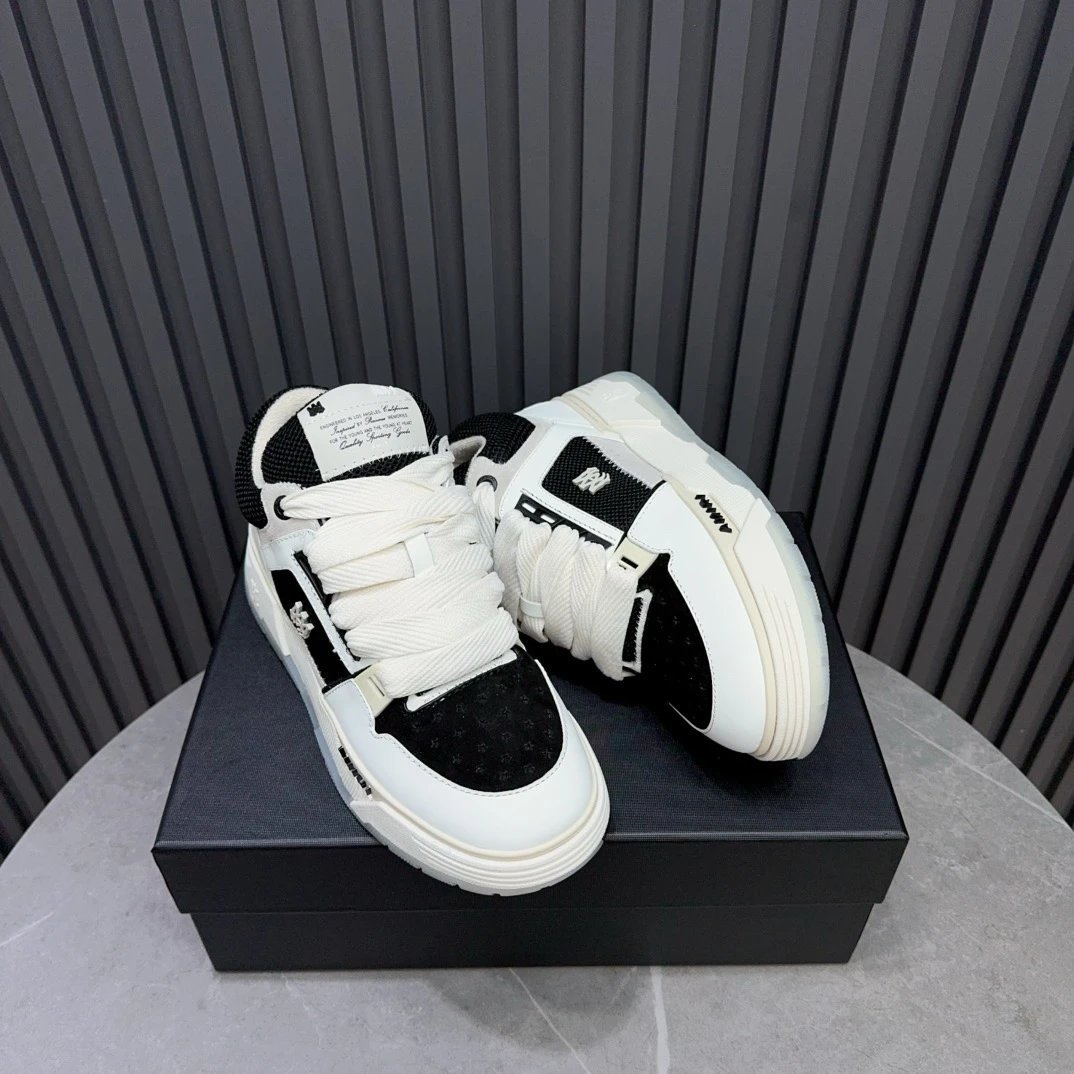 Unisex Leather Mesh Low Top Skate Shoes Ivory Black - Gallery Image 4 - Detailed View