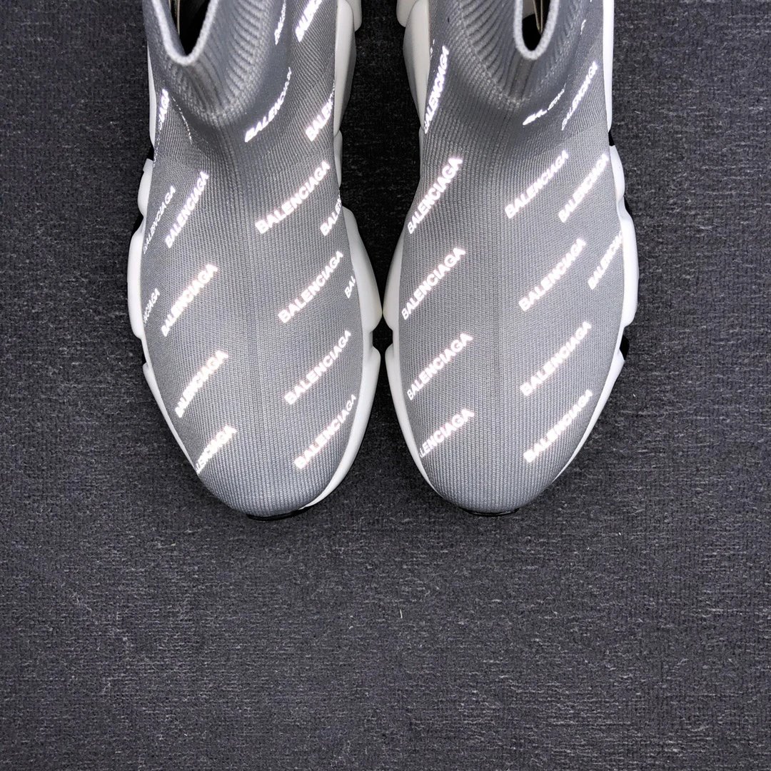 Speed Sock Sneakers Knit High Top Reflective Silver - Gallery Image 7 - Detailed View