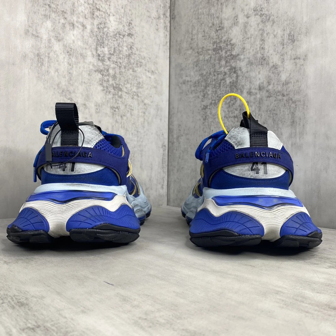 Chunky Cargo Sneakers Mesh Leather Vintage Style Cobalt Blue - Gallery Image 5 - Detailed View