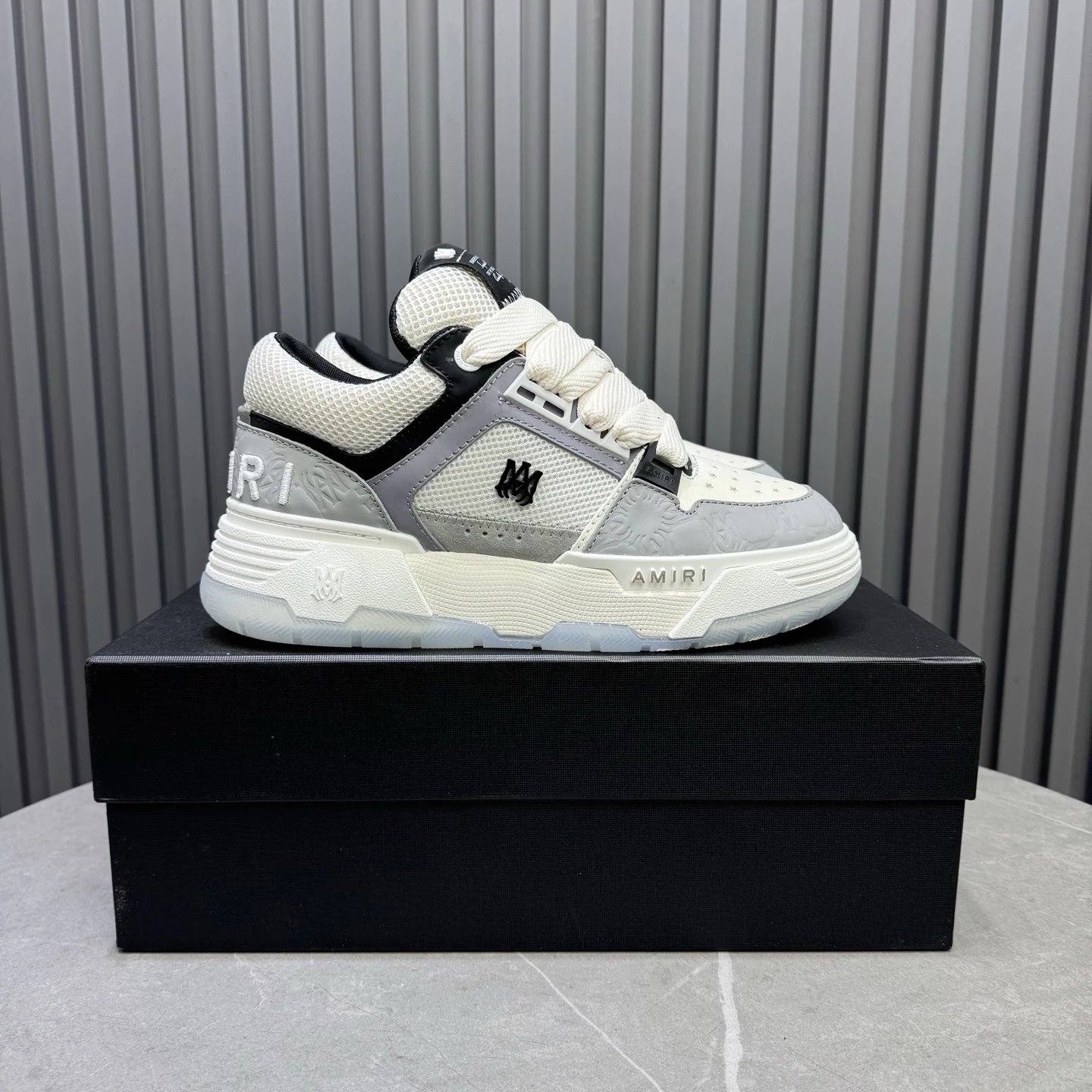 Low Top Mesh Leather Skate Shoes Unisex Ivory Grey - Gallery Image 1 - Detailed View