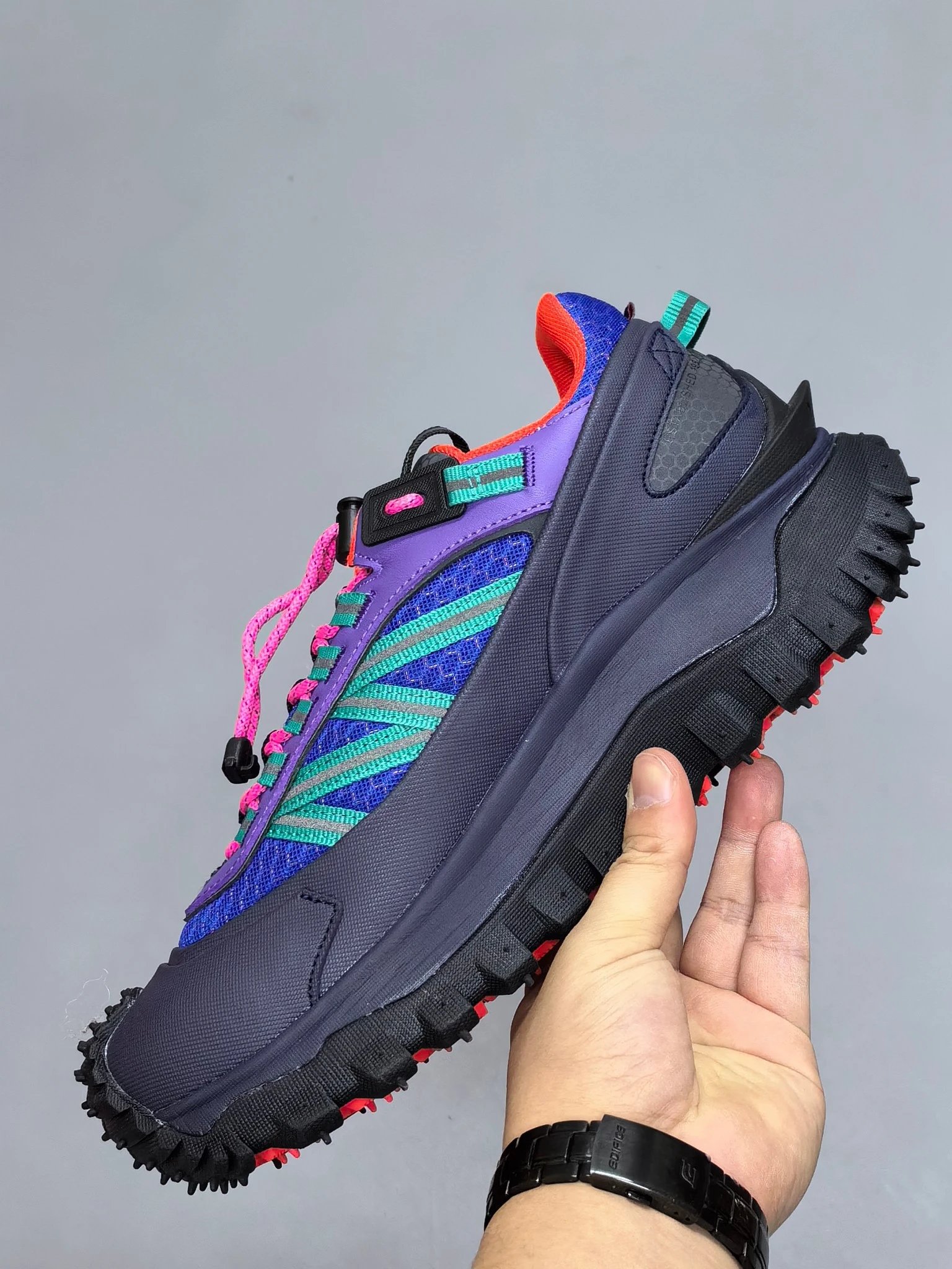 Moncler Trailgrip GTX Rubber Sneakers Blue Purple - Gallery Image 3 - Detailed View