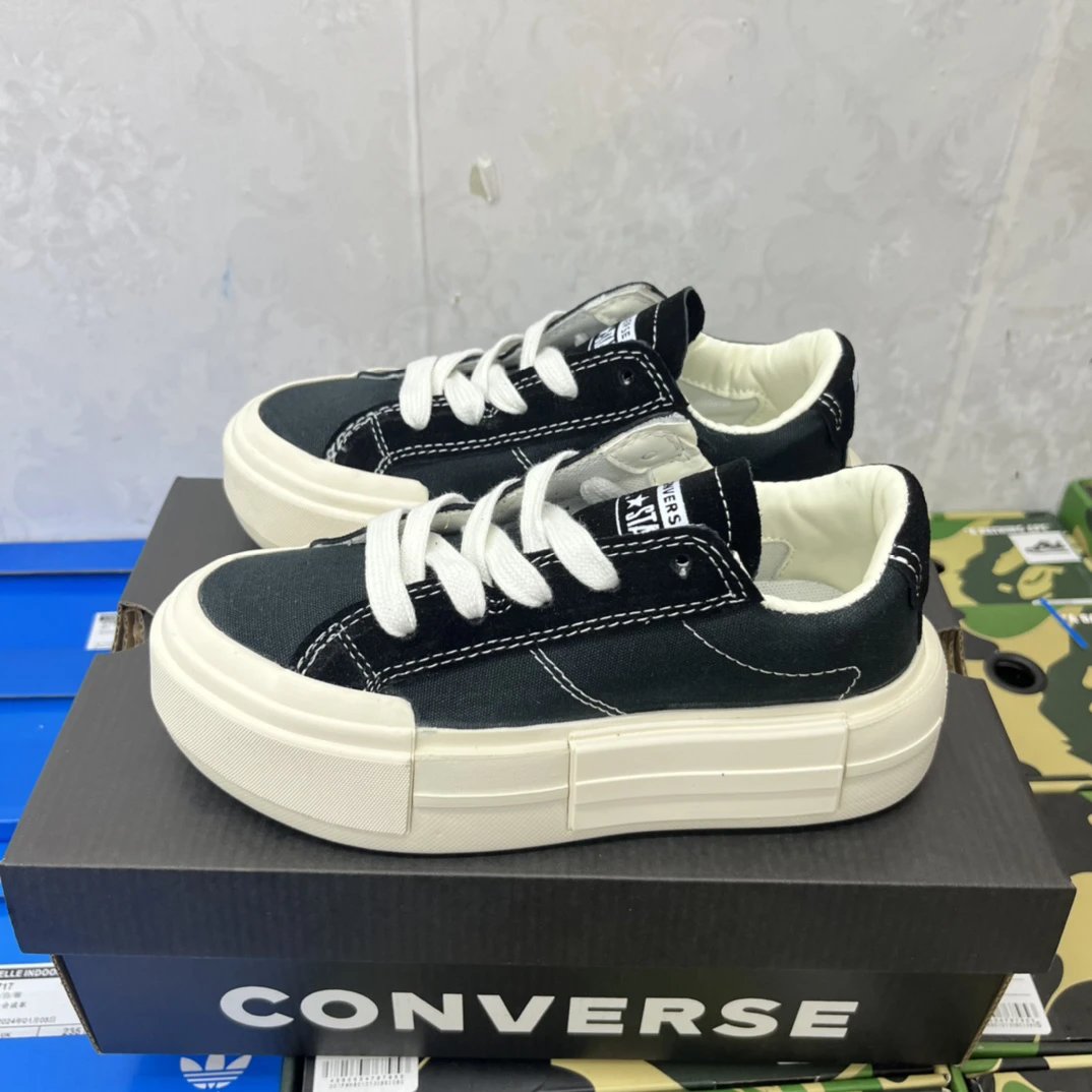 Chunky Canvas Skate Sneakers Ivory Black - Converse - Cnfans - $29.03