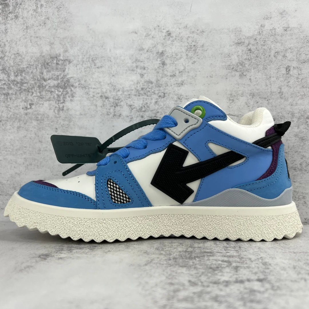 Retro Leather Mesh Low-Top Sneakers Cerulean Blue - Gallery Image 7 - Detailed View