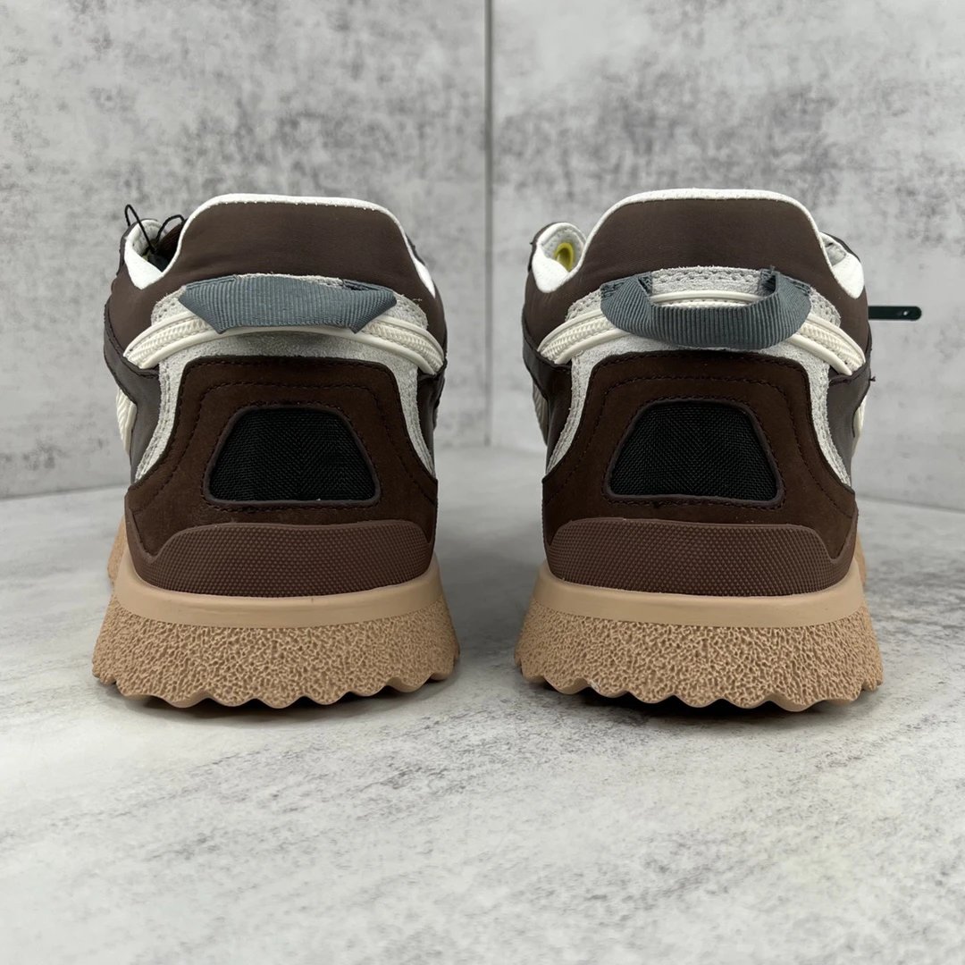 Retro Arrow Leather Mesh Sneakers Coffee Brown - Gallery Image 5 - Detailed View