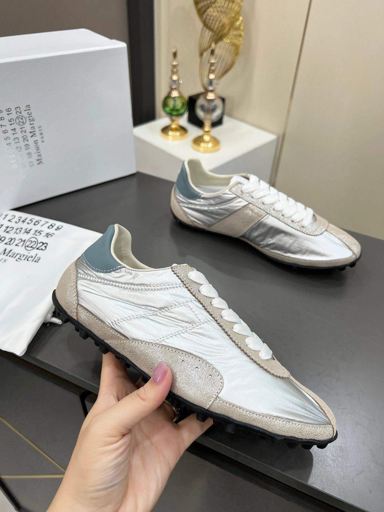 Maison Margiela MM6 Sinters Trainers Silver - Gallery Image 2 - Detailed View