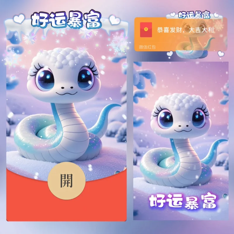 【卡密兑换】微信红包封面『好运暴富蛇蛇』官方卡密丨端内兑换丨24小时自助提卡！