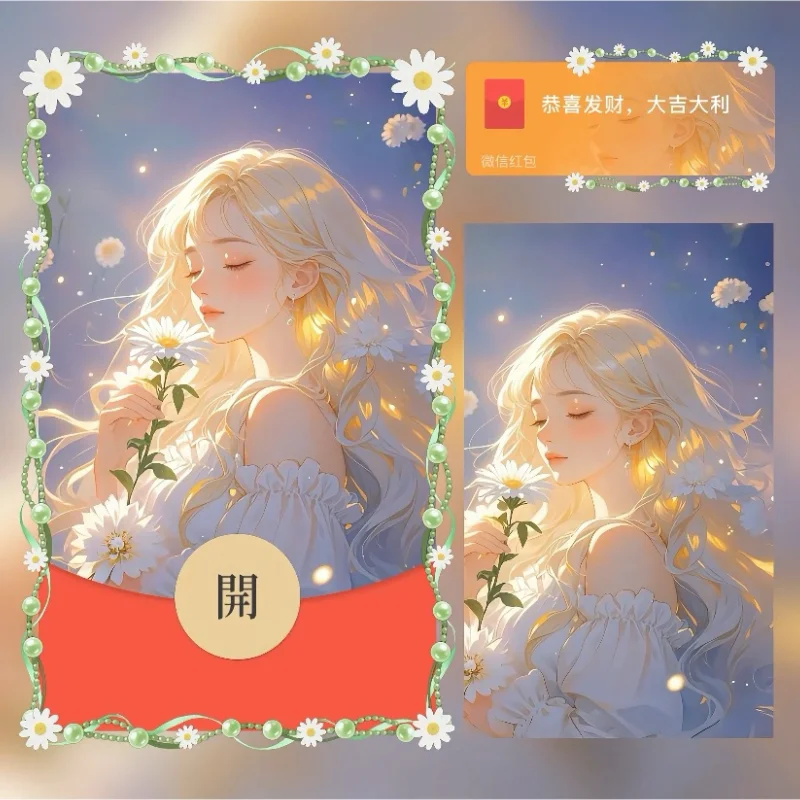 【卡密兑换】微信红包封面『拿花少女』官方卡密丨端内兑换丨24小时自助提卡！