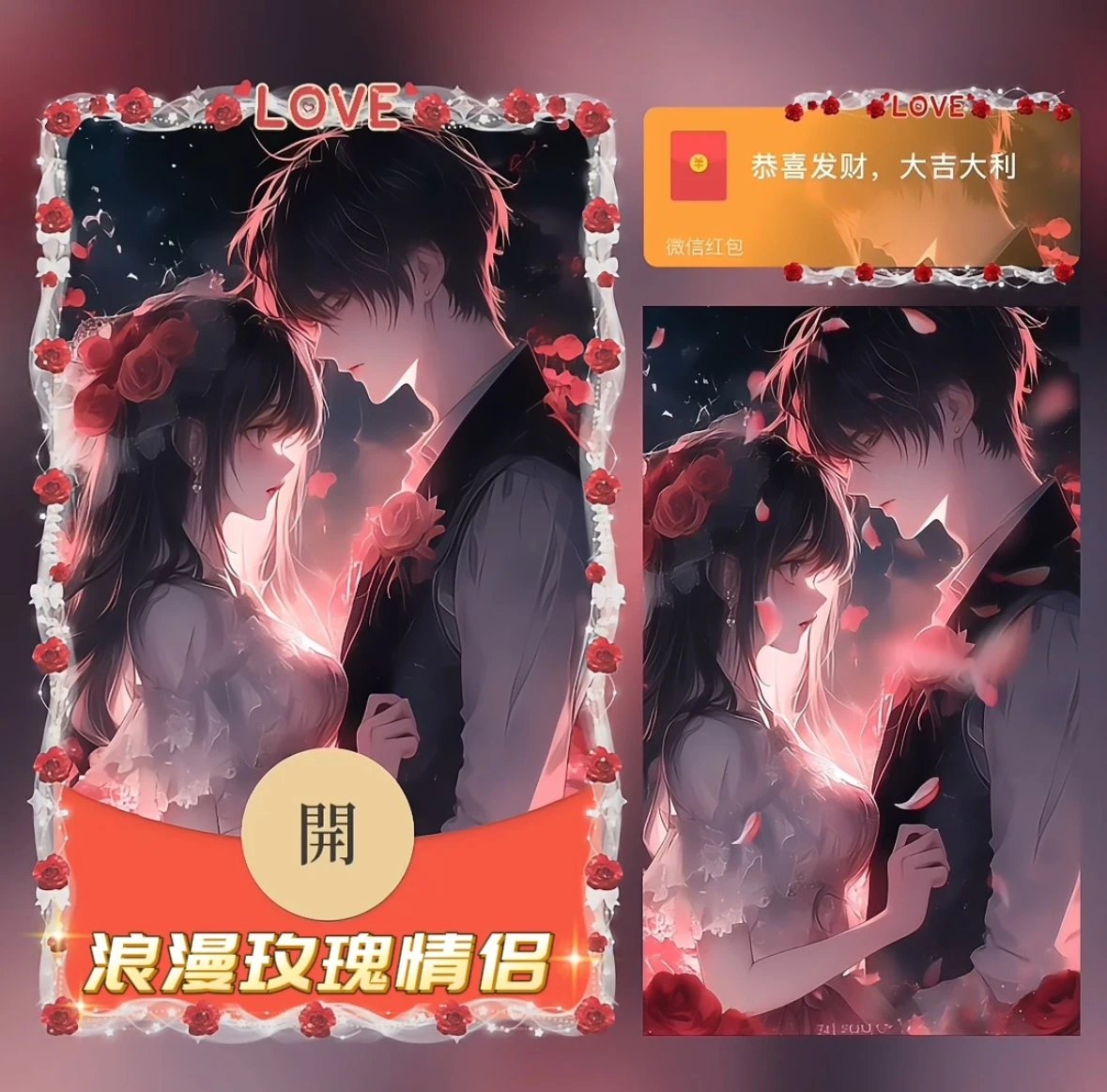 【红包封面】浪漫玫瑰情侣/异形动态