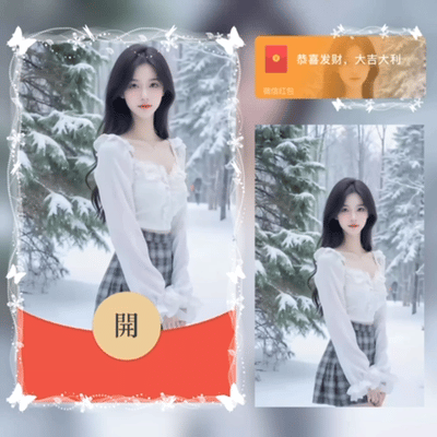 【卡密兑换】微信红包封面『冬日美女/新版动态』官方卡密丨端内兑换丨24小时自助提卡！
