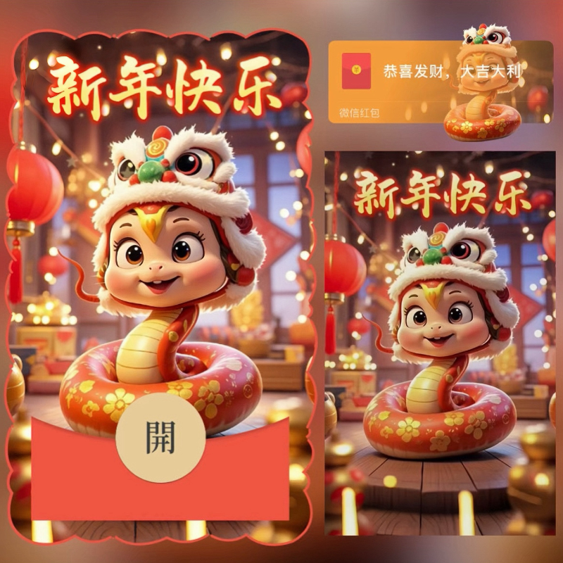 【红包封面】蛇年大吉.新年快乐
