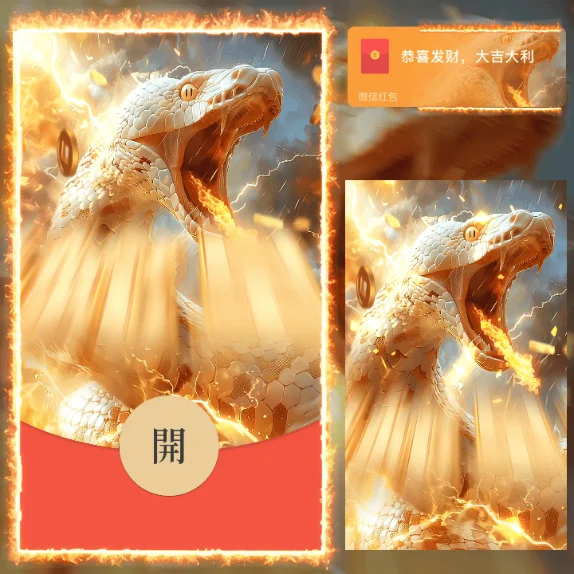 【卡密兑换】微信红包封面『瑞蛇呈祥』官方卡密丨端内兑换丨24小时自助提卡！