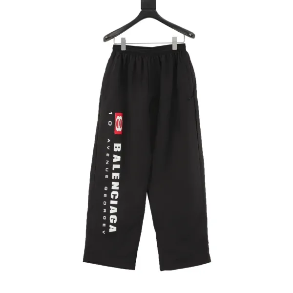 Balenciaga 10 Avenue George V Logo Print Track Pants Black - 1