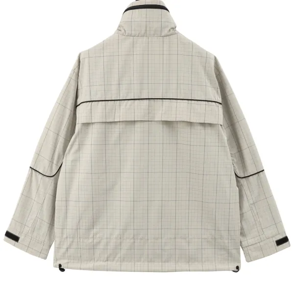 Balenciaga Grid-Print Half-Zip Windbreaker Beige Outerwear - 11