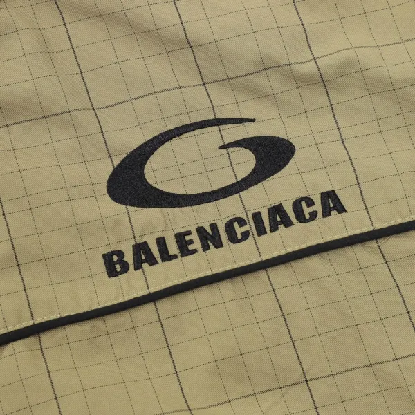 Balenciaga Grid-Print Half-Zip Windbreaker Beige Outerwear - 18