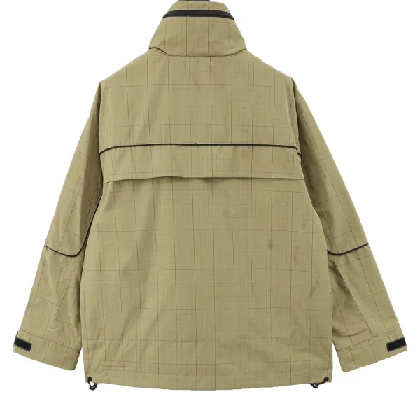 Balenciaga Grid-Print Half-Zip Windbreaker Beige Outerwear - 20
