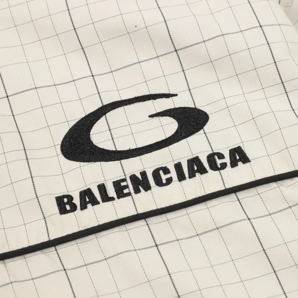 Balenciaga Grid-Print Half-Zip Windbreaker Beige Outerwear - 9