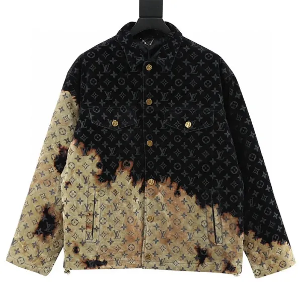 Louis Vuitton Monogram Burnout Velvet Jacket Black Beige - 1