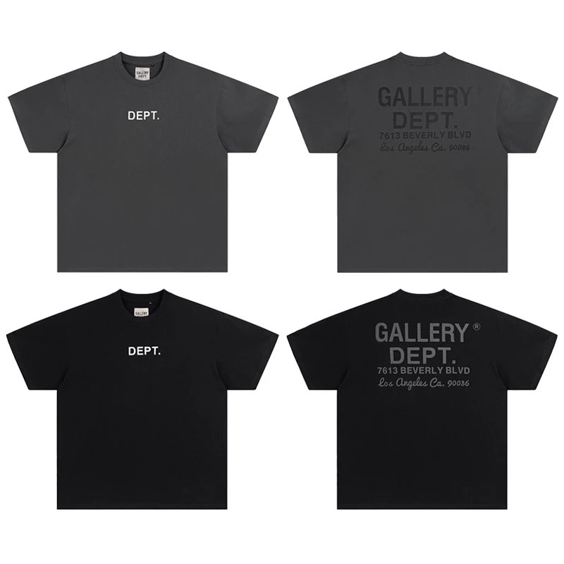 Tide GALLERY DEPT cotton short-sleeved T-shirt men and women couples summer trend basic letters LOGO printing round neck half-sleeved tops street hip-hop loose cotton Tee tide men fashion body shirt bottoming shirt