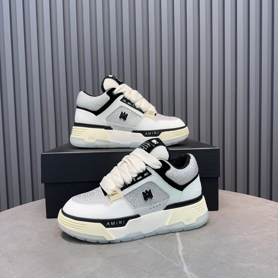Amiri AMI-01 Low White Ice Blue Mesh Sneakers - 12